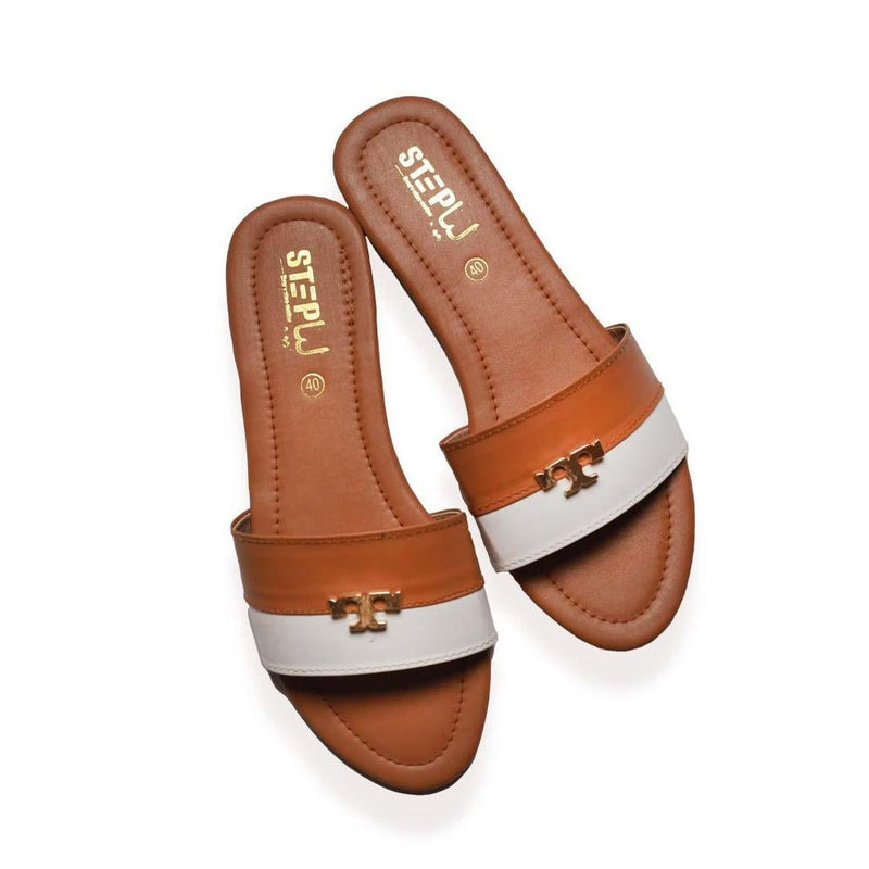 STYLEORIA SKY Women's Rexine Pink & Plain Flats Brown Vibes Tori Plain Slippers