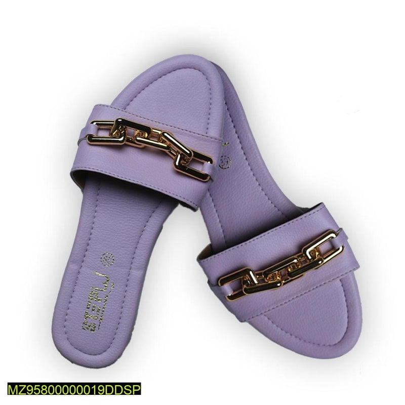 STYLEORIA SKY Women's Rexine Plain Buckle Flats, Purple