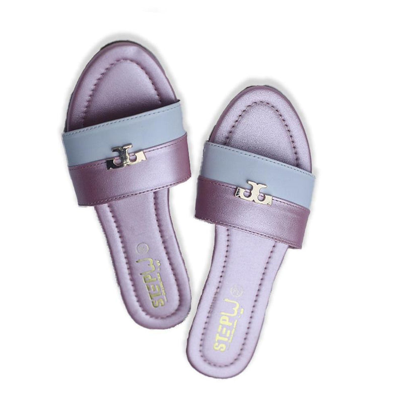 STYLEORIA SKY Women's Rexine Pink & Plain Flats Brown Vibes Tori Plain Slippers