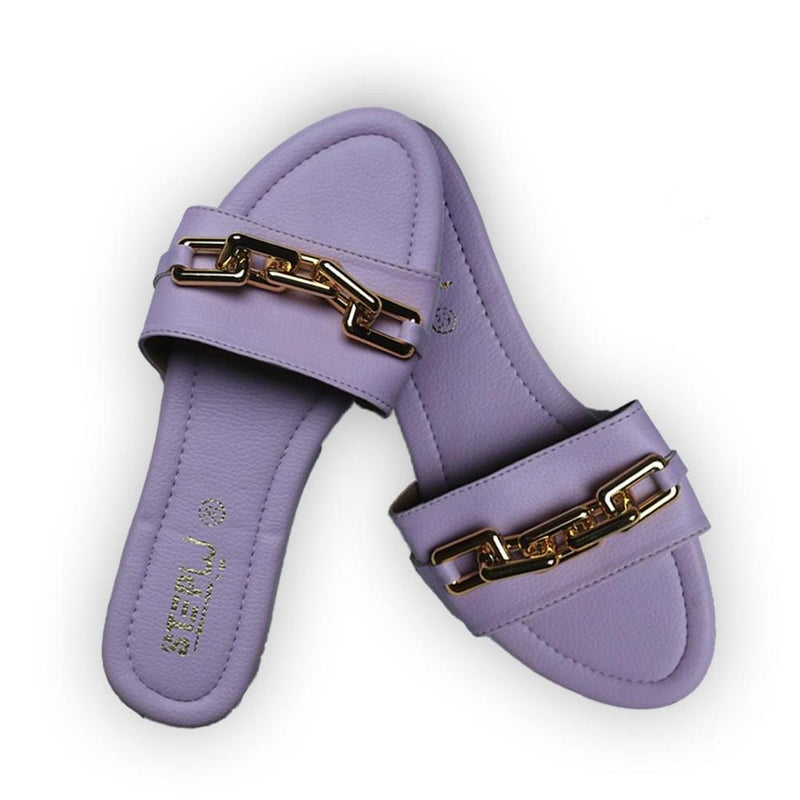 STYLEORIA SKY Women's Rexine Plain Buckle Flats, Purple