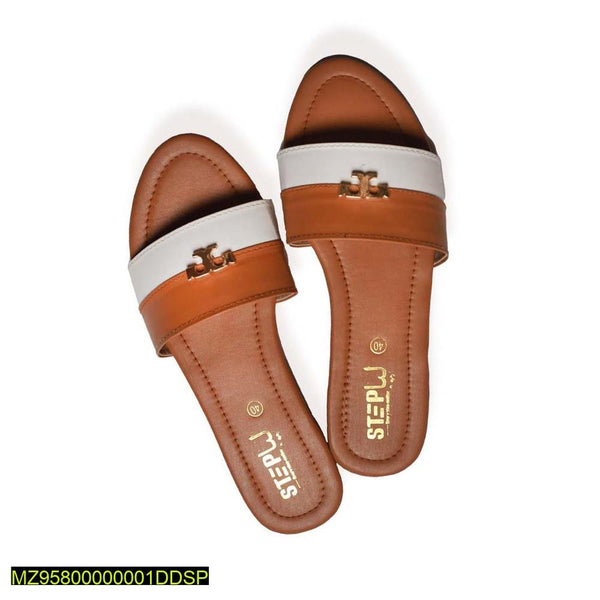 STYLEORIA SKY Women's Rexine Pink & Plain Flats Brown Vibes Tori Plain Slippers